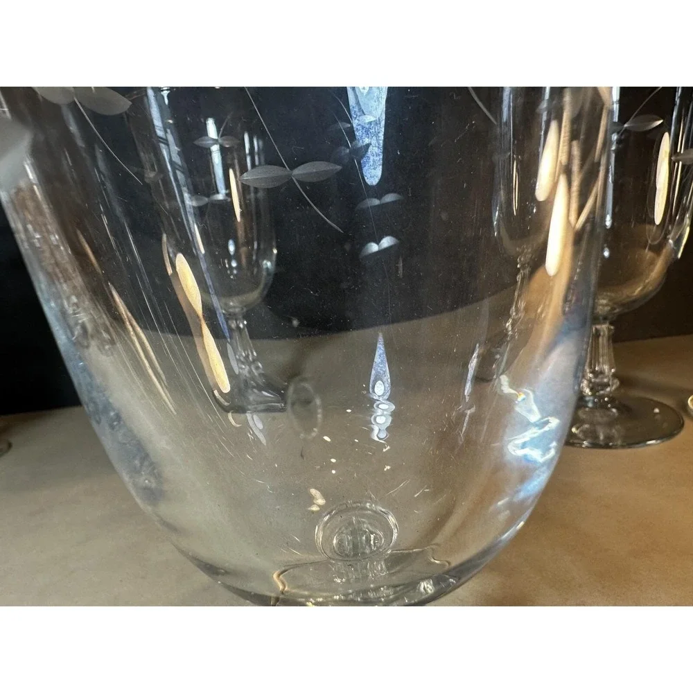 4 - VTG Libbey StemWare Goblets Etched Cut Hand Blown 1950's Footed Beverage